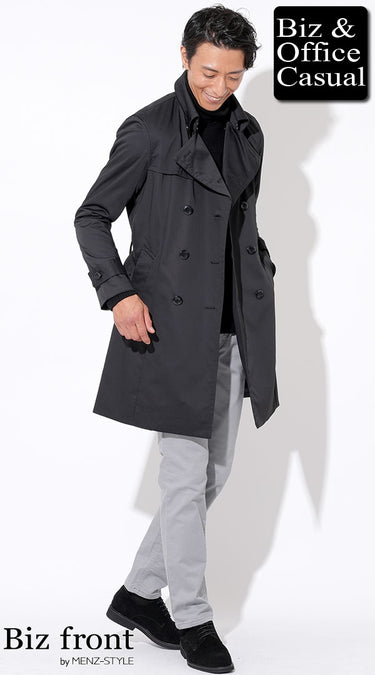 グレーチノパンツ×コートの冬コーデ