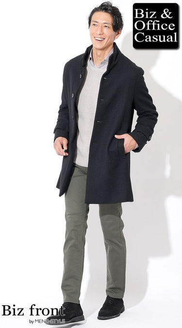 冬のカーキパンツコーデ例