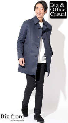 ネイビービジネスコートの40代メンズコーデ例