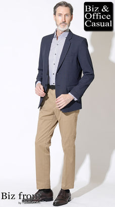 60代男性に似合う紺ジャケットコーデ例