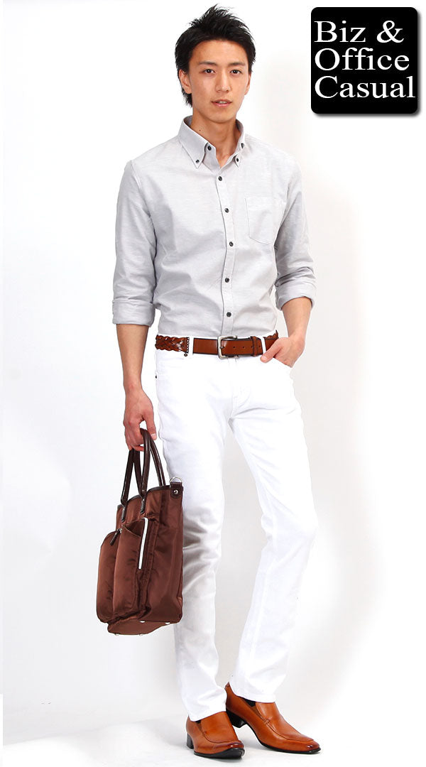 夏の長袖シャツのコーデ例