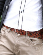 編み込み本革ベルト