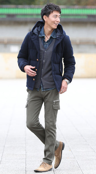 冬のメンズシャツコーディネート