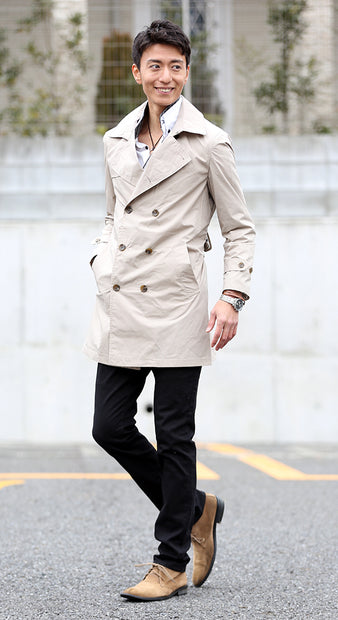 ベージュアウターのコーディネート例