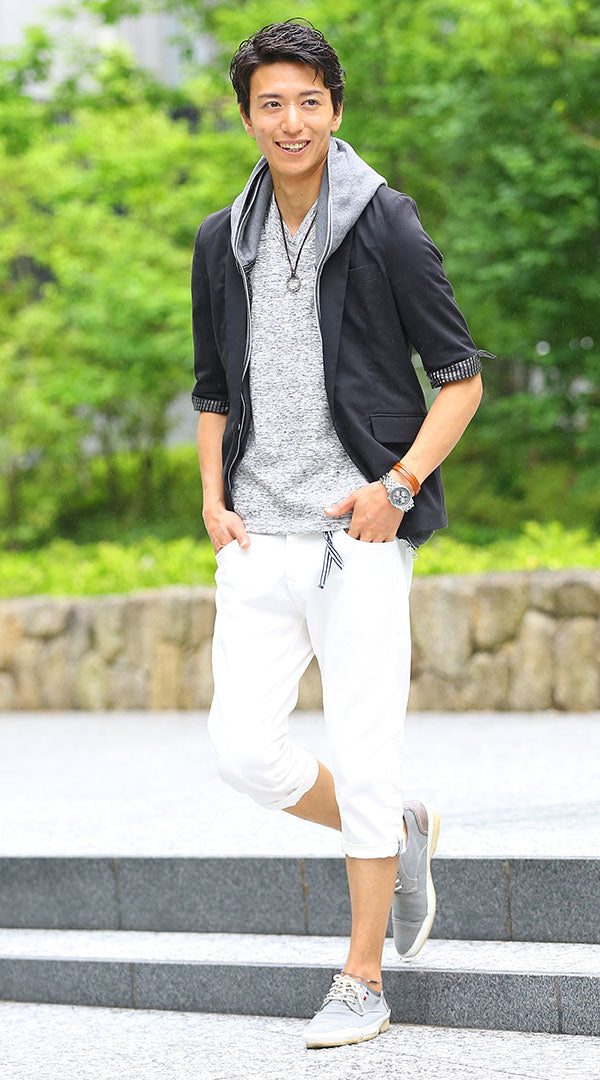 テーラードジャケット　パーカー　カットソー　クロップドパンツ　　snp_ej0573