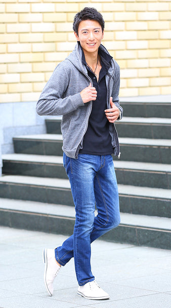 メンズのポロシャツ重ね着コーデ例