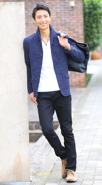 細身(スリム)ジャケットのメンズコーデ例