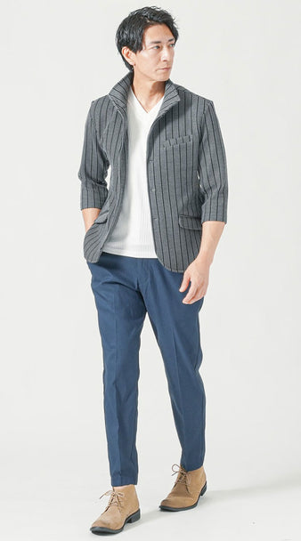 メンズの通勤におすすめの接触冷感テーパードスラックスコーデ