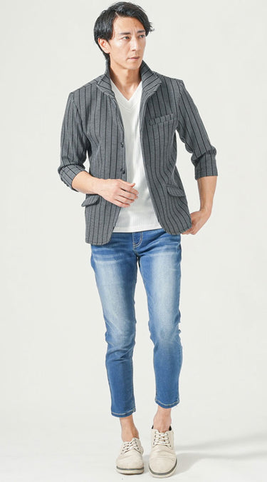 白Tシャツ×デニムのお手本コーディネート