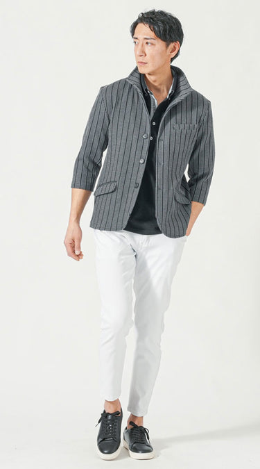 きれいめスニーカーのポロシャツのコーデ