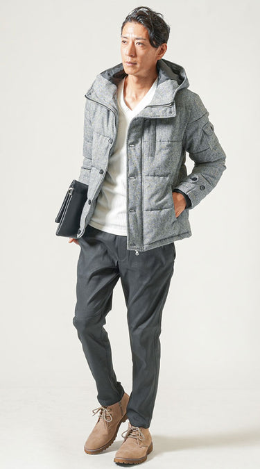 冬暖かいチノパンを使った冬のチノパンコーデ例