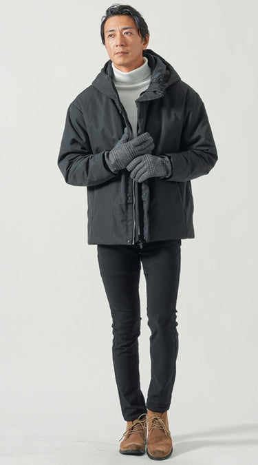 ショート丈のすっきりしたダウンは重心が整いやすい