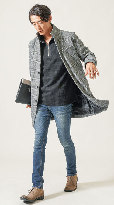 冬の温かみのあるスキニージーンズコーディネート