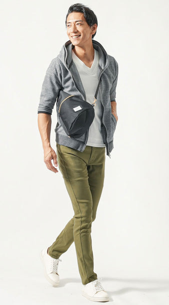 半袖パーカーコーディネート