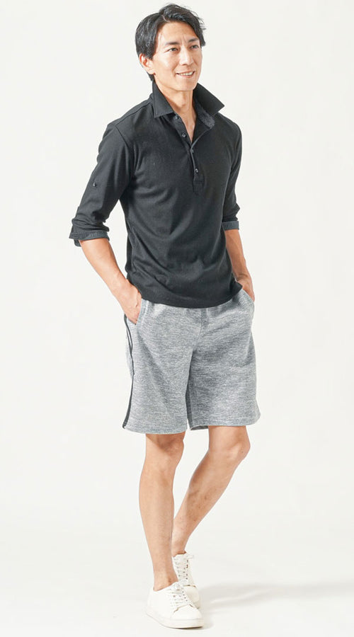 ポロシャツ×ショートパンツのコーディネート