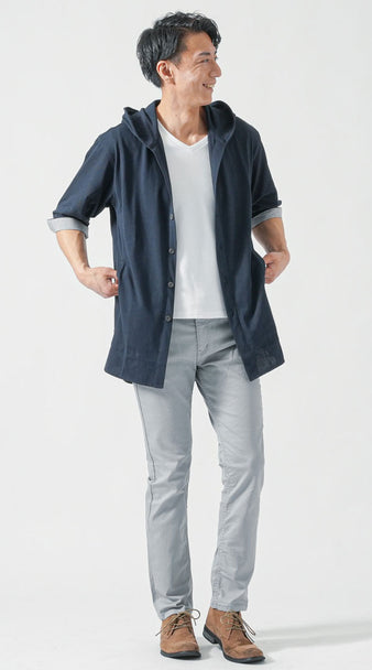 メンズにおすすめの透けない白tシャツを来た夏コーデ