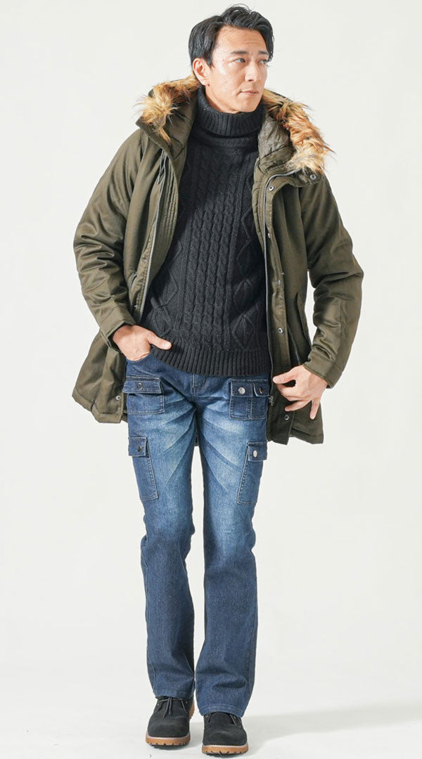 40代メンズにおすすめの冬のアウトドアコートとカーゴデニム