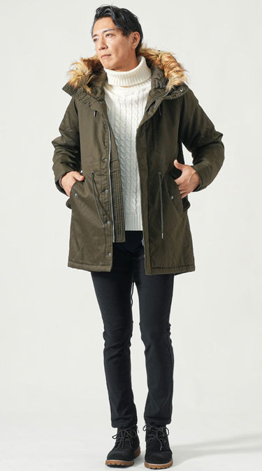 冬靴で自然とかっこよく見える冬コーデ