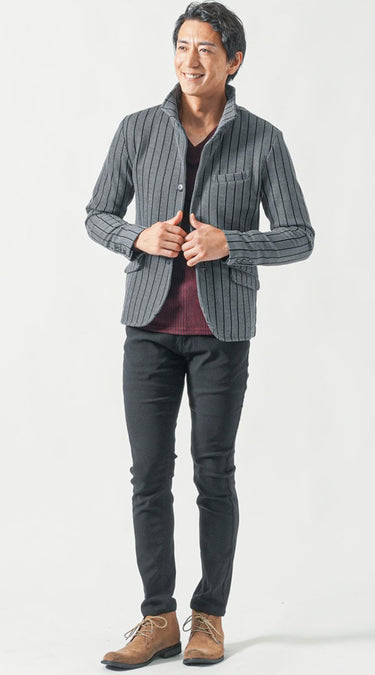 50代メンズにおすすめの黒ズボンに合う色のコーデ