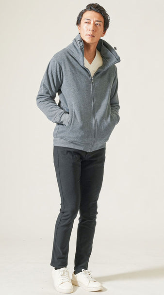 30代メンズにおすすめのショート丈グレーブルゾンを使った秋服コーデ