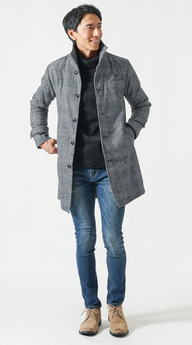 メンズにおすすめのタートルネックの重ね着コーデ