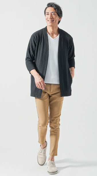 メンズにおすすめの透けない白tシャツを来た夏コーデ