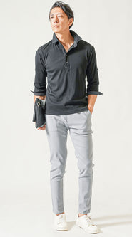 ポロシャツに合うチノパン・スラックス・デニムのお手本コーデ