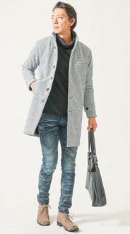 冬コートの中に着るタートルネックとのコーデ