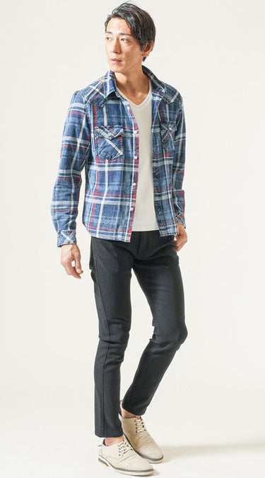 40代メンズにおすすめのチェックシャツを着こなしたコーデ例