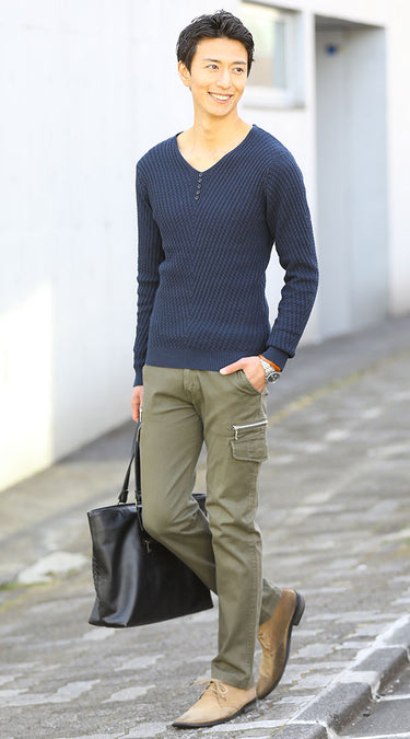 メンズにおすすめのカーゴパンツメンズ夏コーデの例