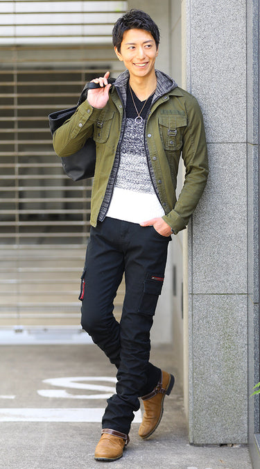 ドレープブーツのメンズコーデ