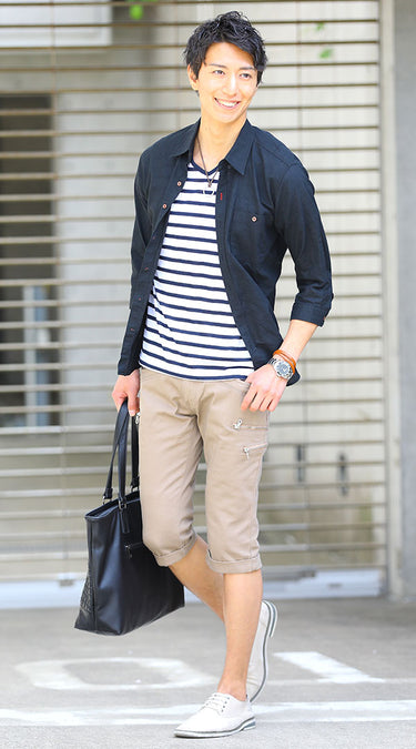 ダサいを回避!自然なカッコ良さがある夏のクロップドパンツ(七分丈パンツ)コーデ例