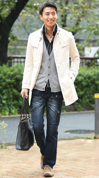 冬のメンズシャツコーディネート