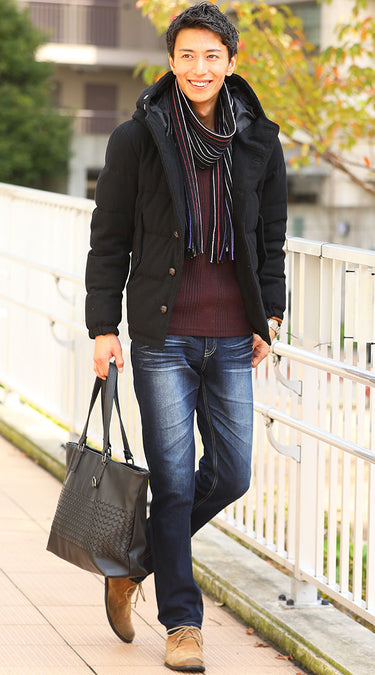 自然とカッコよく見えるメンズのジャストサイズダウンコーデ例