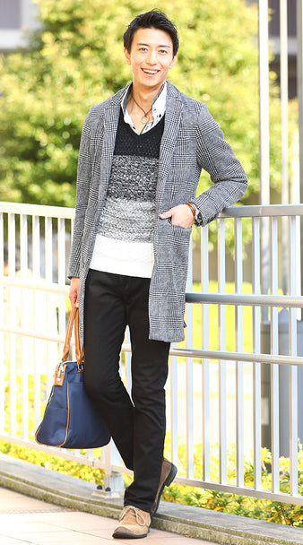 チェック柄コート