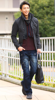 メンズ　マフラーコーデ