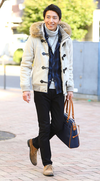 冬のスポーツ観戦メンズコーディネート