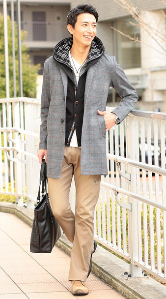 チェック柄コート