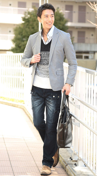 細身(スリム)ジャケットのメンズコーデ例