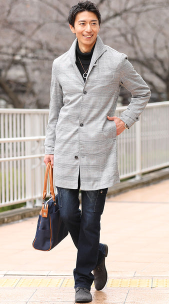 チェック柄コート