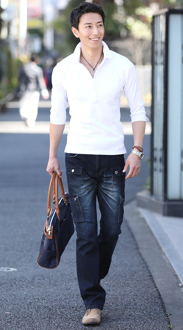 メンズのおすすめのポロシャツを着たコーデ例