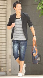 クロップドデニムパンツを使った全身コーデ