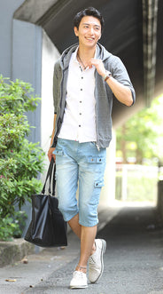 クロップドデニムパンツを使った全身コーデ