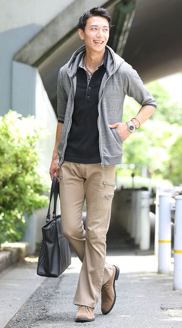 おすすめのメンズ立ち襟ポロシャツのコーデ例