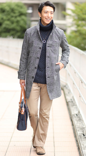 チェック柄コート