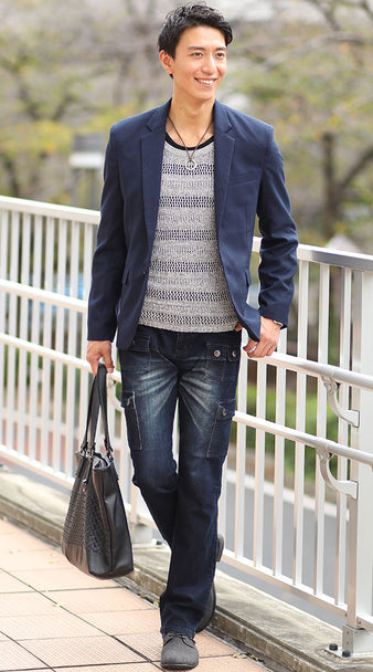 細身(スリム)ジャケットのメンズコーデ例