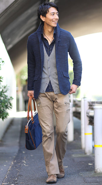 冬のメンズシャツコーディネート