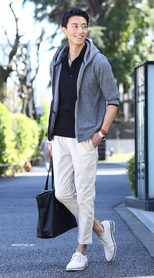 ポロシャツ パーカー メンズ 春夏 コーデ