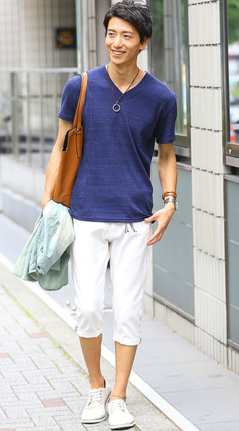 夏におすすめの白クロップドパンツコーデ例