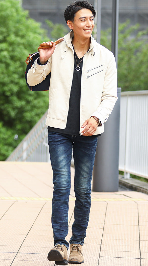 春アウター メンズ コーデ 40代 通勤 ステンカラーコート きれいめ